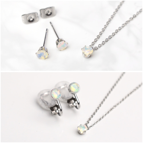 つけっぱなしOK! オパール 一粒ネックレス AAA サージカル