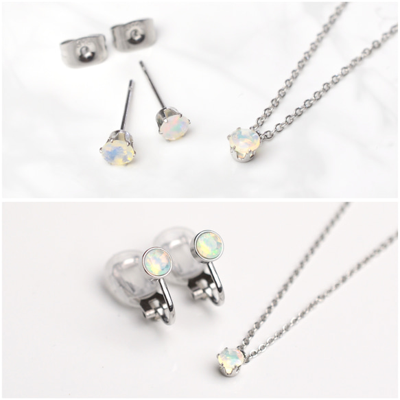 隨時佩戴！蛋白石單鑽項鍊，AAA級醫用不銹鋼，精緻的灰色膚色項鍊 第14張的照片