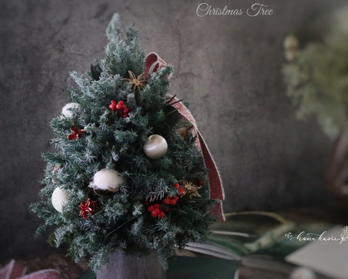 プリザーブドフラワー 粉雪 クリスマスツリー ❁【再販】ミックス 冬