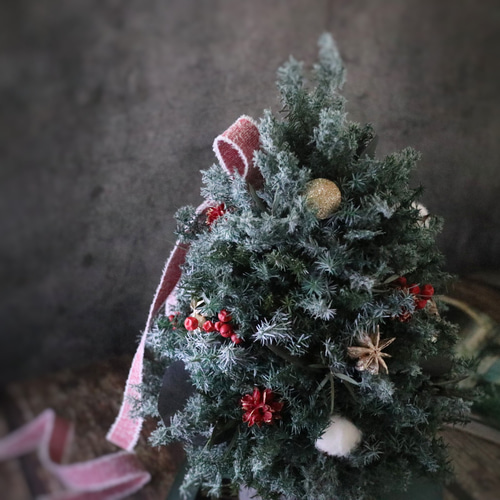 プリザーブドフラワー 粉雪 クリスマスツリー ❁【再販】ミックス 冬