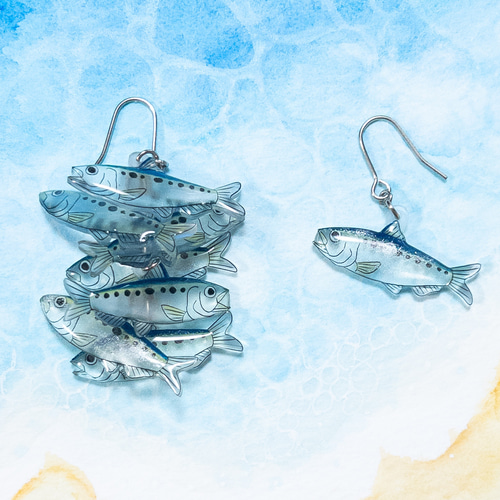 毒展 アクリルイヤリング カツオノエボシ ハコフグの通販 by