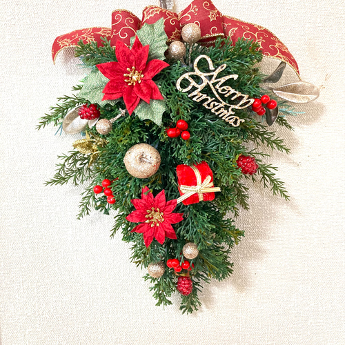 超早割クリスマス2025 壁掛けできるクリスマスツリースワッグ フェイク