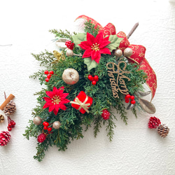 超早割クリスマス2025 壁掛けできるクリスマスツリースワッグ フェイク