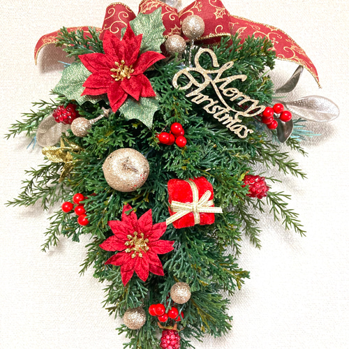 超早割クリスマス2025 壁掛けできるクリスマスツリースワッグ フェイク