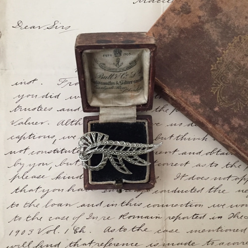 SALE! アンティークアールデコ リーフマーカサイトブローチ