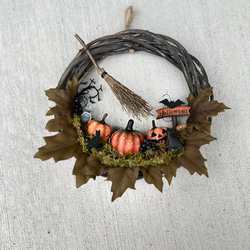 ハッピーハロウィンリース②★Halloween箱庭リース★ほうき付き★ 4枚目の画像