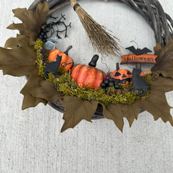 ハッピーハロウィンリース②★Halloween箱庭リース★ほうき付き★ 3枚目の画像