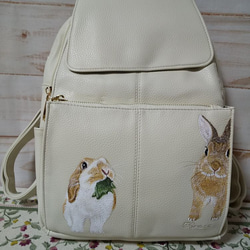 R-752 手描き うさぎのリュックです リュック・バックパック