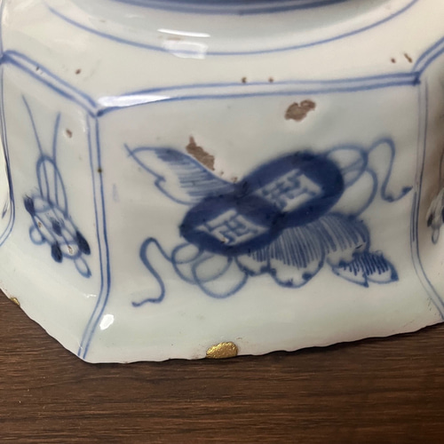 伊万里染付麒麟八角鉢＜金継ぎしました＞ お椀・ボウル・鉢 antique