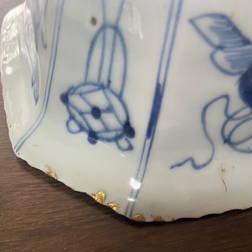 伊万里染付麒麟八角鉢＜金継ぎしました＞ お椀・ボウル・鉢 antique