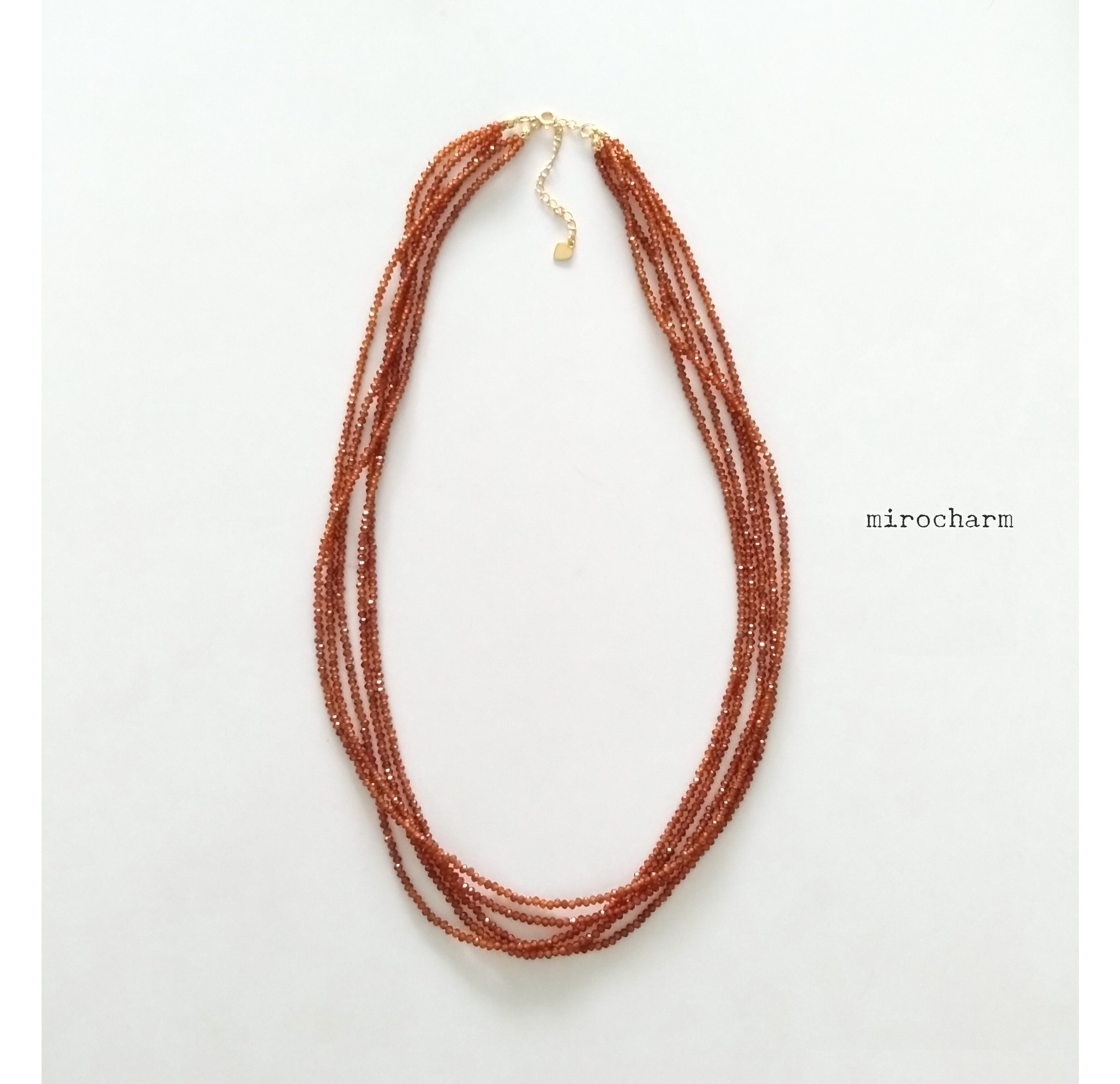 {Sv/18K} 天然ヘソナイト シンプル5連ネックレス"Le bel automne !"