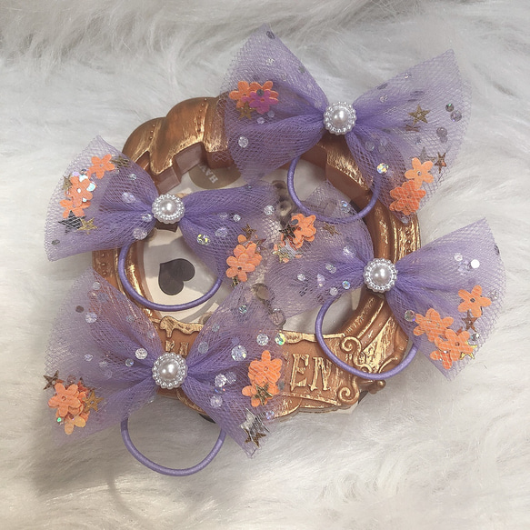 キッズ・ベビー用 リボン ヘアゴム ヘアアクセサリー ハロウィン