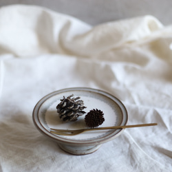 NEW! リム コンポート　グレー＆乳白　陶器 3枚目の画像