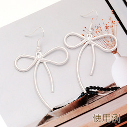 M14061 6個 メタルチャーム リボンモチーフ ロングリボンチャーム シルバー調 合金製 1カン付き 3x(2ケ) 4枚目の画像