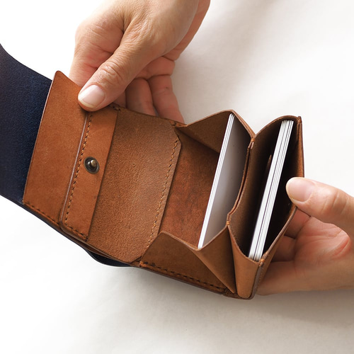 使いやすい 三つ折り財布 （ギボシVer）【ブラック】 革 メンズ