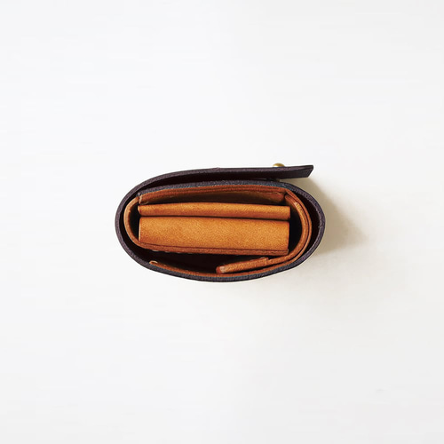 使いやすい 三つ折り財布 （ギボシVer）【ネイビー×ブラウン】 革