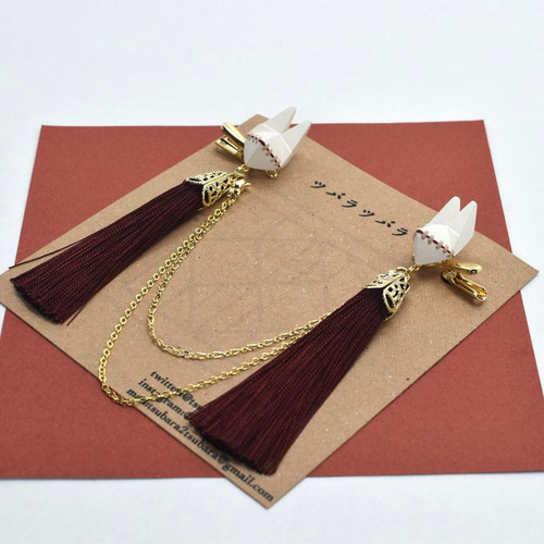 最終販売】折り紙狐(きつね)面 羽織留め・ストールクリップ【封狐