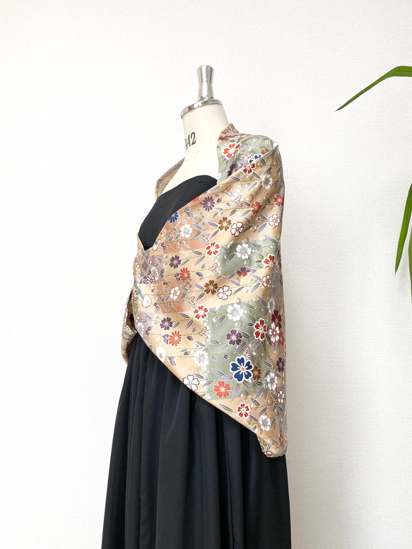 着物リメイクストール 着物リメイク 帯揚げで作ったストール - ショップ 猫豆 マフラー