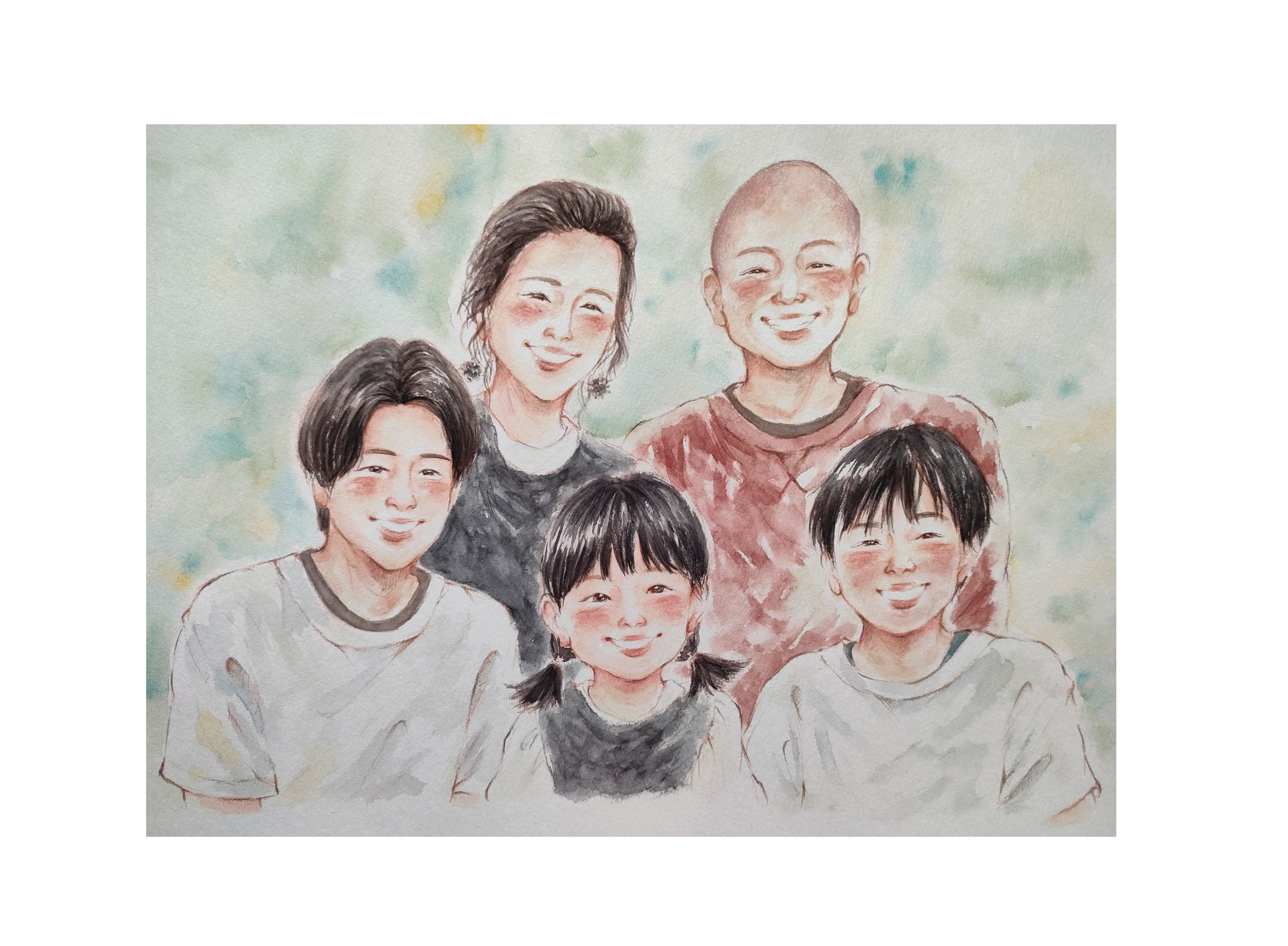 似顔絵 還暦祝い イラスト A4 両親贈呈品 子育て感謝状 ギフト 水彩 オーダーメイド
