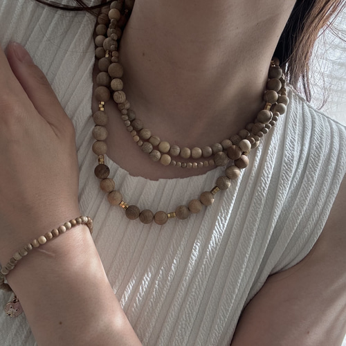 白檀♡10.8.4㎜ミックス♡ネックレス♡マグネット金具 ネックレス  