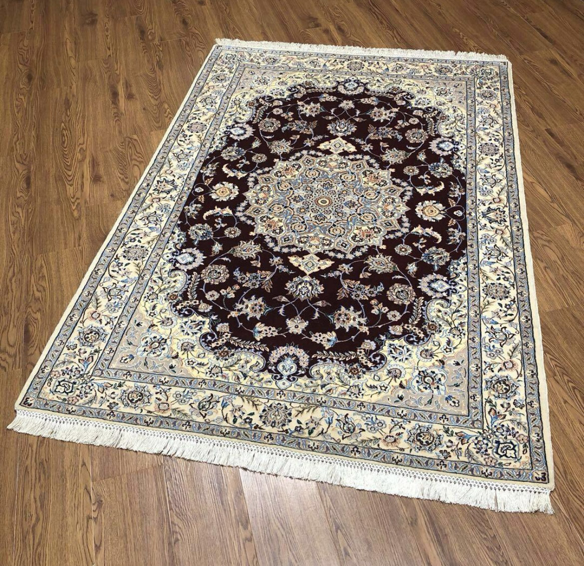 ペルシャ絨毯 ナイン産 6La No:CZN-130 リビング カーペット・絨毯