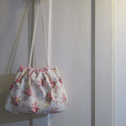 ジャーマンファブリックのリラ色ローズギンガムのポーチ ポーチ  