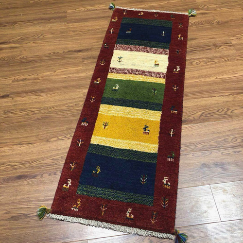 ペルシャギャッベ( ギャベ )ラグ ベッドサイド 廊下 ランナー No