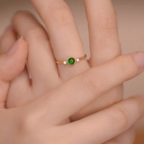 天然ダイヤモンド付きヒスイリングk18 指輪・リング パール大好き(購入  