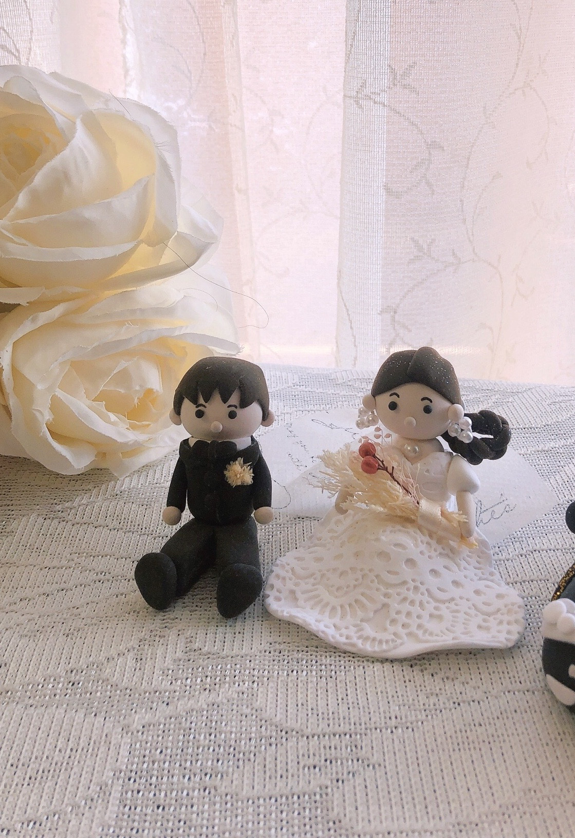 クレイ ウェディングケーキトッパー　新郎♡新婦