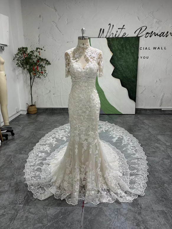 ウェディングドレス ホワイト オフショルダー 背中見せ 高品質！結婚式