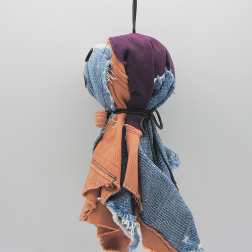e-49 ｜デニデニ坊主｜パッチワークデニムのてるてる坊主｜ハロウィン