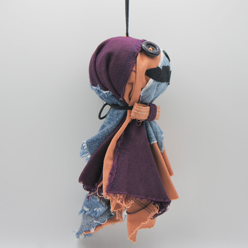 e-49 ｜デニデニ坊主｜パッチワークデニムのてるてる坊主｜ハロウィン
