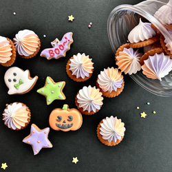 ハロウィンアイシングクッキー&チョコ入りメレンゲセット 1枚目の画像