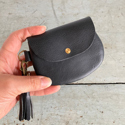 小さな本革財布】ふっくらコンパクト財布ブラック・ミニウォレット