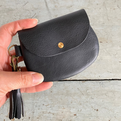 手縫い二つ折り革財布】シボ革ナチュラルテイスト・開くとカラフル