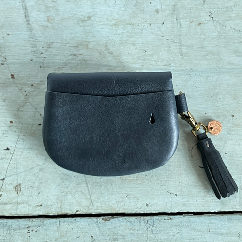 小さな本革財布】ふっくらコンパクト財布ブラック・ミニウォレット