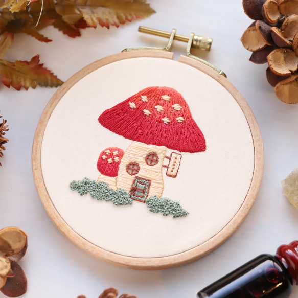 ステッチクロス＜森のきのこ＞ | リバティ 生地、編み物、刺繍