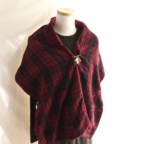 超早割クリスマス✨マフラーピン付き♪リバーシブル チェック柄