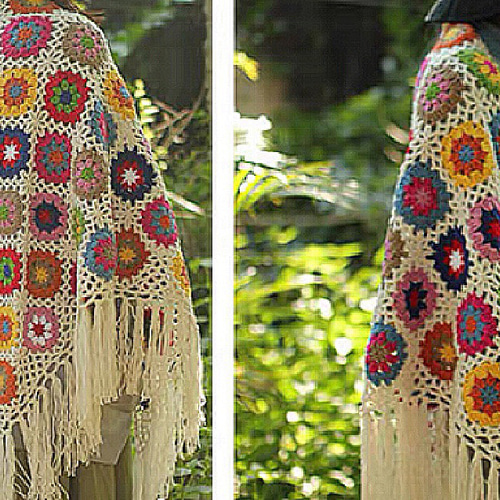 フランス シフォンポンチョプレゼント♡クロシェレース装飾 フランス シフォンポンチョプレゼント♡クロシェレース装飾