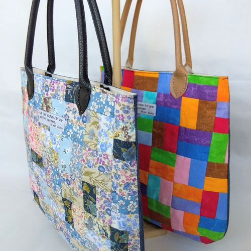 パッチワークあおりポケット付きトートバッグ パッチワークあおりポケット付きトートバッグ 楽天市場