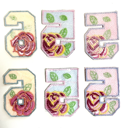 W58 ワッペン 数字に花刺繍 6枚 ワッペン・アップリケ ユキ 通販