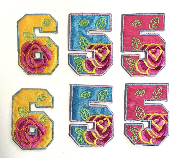 W58 ワッペン 数字に花刺繍 6枚 ワッペン・アップリケ ユキ 通販
