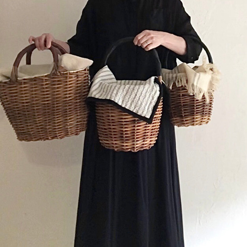 10％オフ 即納品 紅籐のかごバッグ リバーシブルカバー ベビーラム