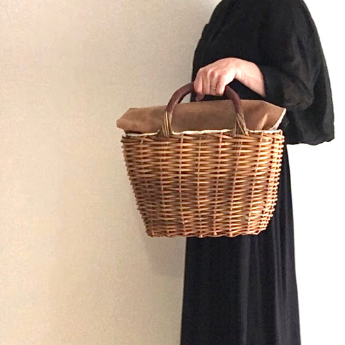 紅籐とレザーのかごバッグ 紅籐とレザーのかごバッグ 紅籐とレザーのかごバッグ かご・バスケット・