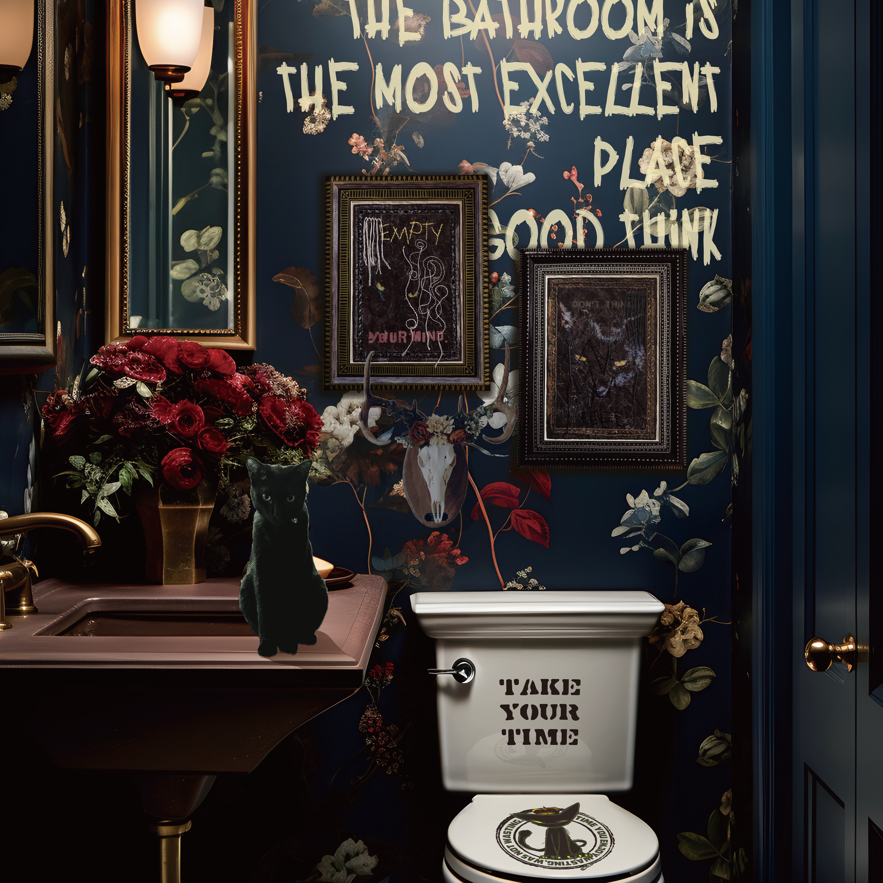 黒猫 Denzyからのメッセージ　和紙の壁飾り（額装　A4サイズ）Black Party 15,620円