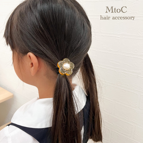 秋の紅葉 レジン ヘアゴム レジン autumn flowerー紅葉ー 秋のお花ヘアゴム キッズ ベビー