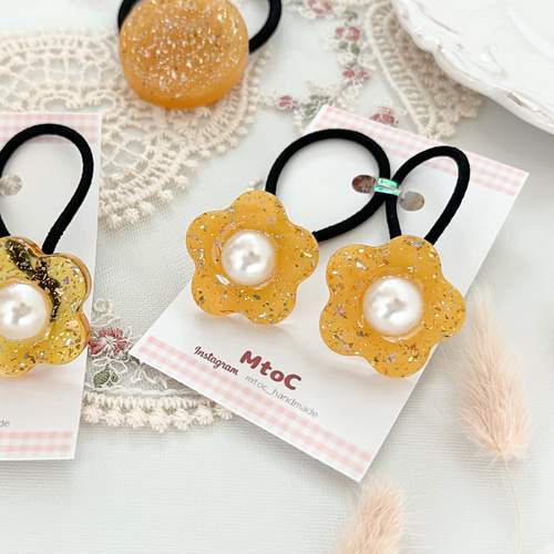 レジン autumn flowerー紅葉ー 秋のお花ヘアゴム キッズ ベビー 】子供