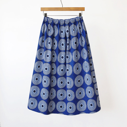 受注制作】アフリカ布のギャザースカート（ サークルドット