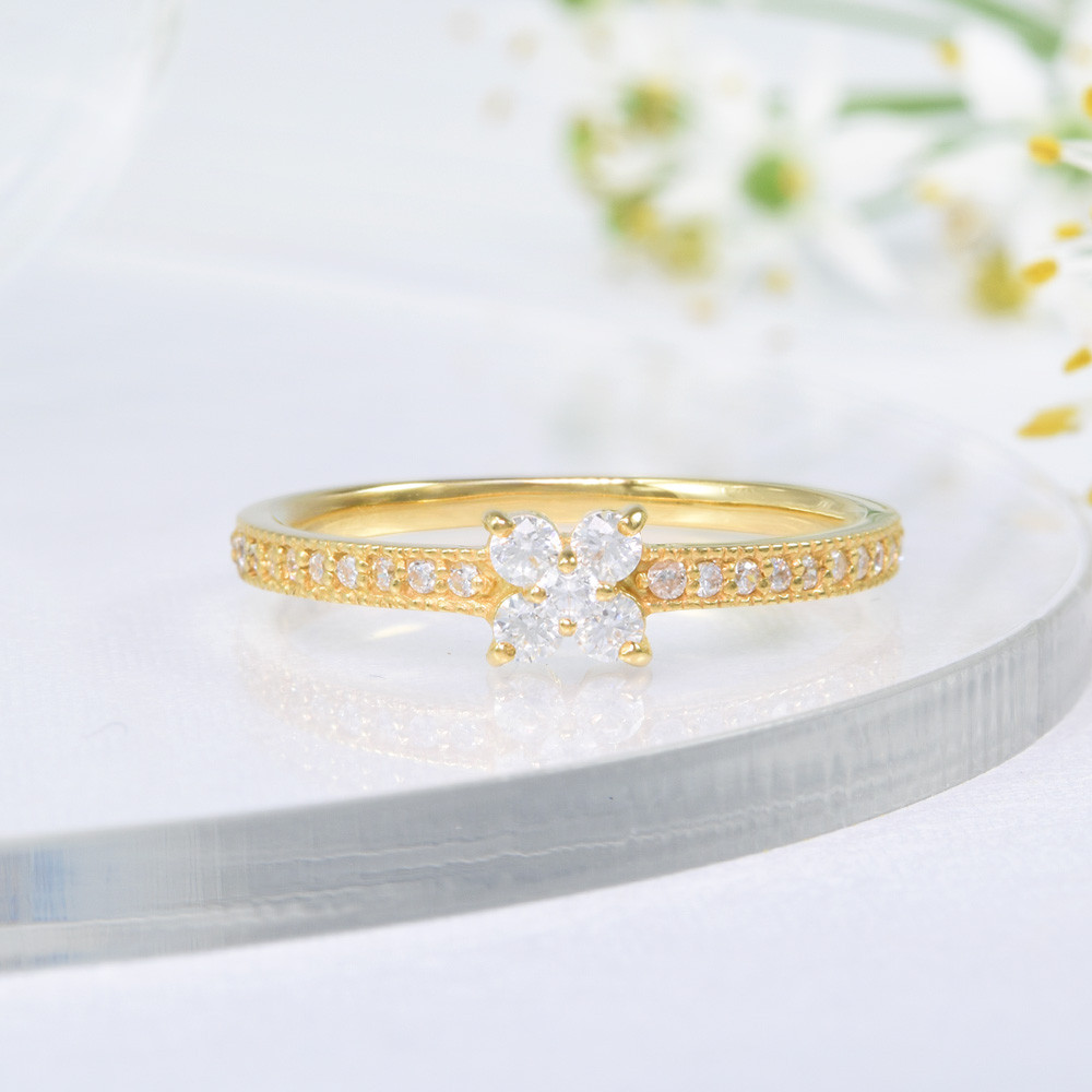 大人フラワー パヴェ リング  K18PT SV925 CG070CIBS