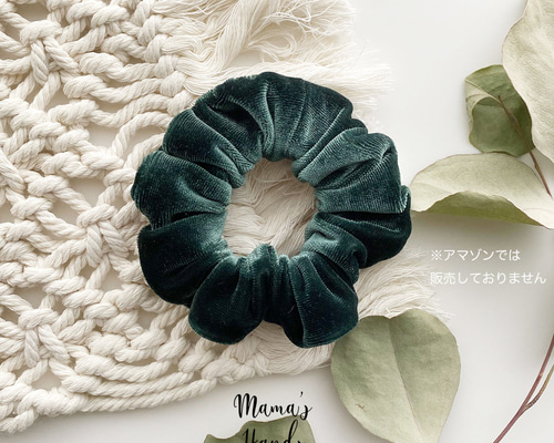 シュシュ  ヘアゴム  モスグリーン/ベージュ bf02f6b9e70a8ab6149582c5b8be51